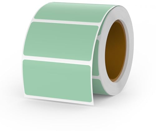 YIKIADA Grün Thermoetiketten Vinyl 25 × 50 mm Rolle Rechteckig Selbstklebend Adressaufkleber Wasserdicht Aufkleber für Name Barcode QR Code DIY 500 Stück
