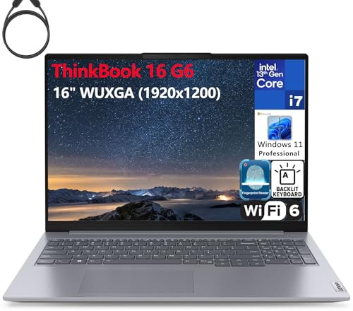 Lenovo ThinkBook 16 G6 16 FHD+ Computer portatile 16 Intel 14 core i7-13700H, 32 GB di RAM DDR5, SSD PCIe da 1 TB, WiFi 6, Bluetooth 5.2, tastiera retroilluminata, lettore di impronte digitali