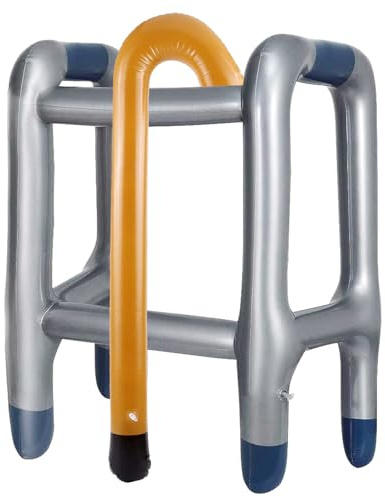 Aufblasbare Gehhilfe + Aufblasbarer Spazierstock, Rollator Aufblasbar | Rentner Kostüm für Oma Opa zum Karneval Fasching Geburtstag Cosplay Party, Lustiges Geschenk