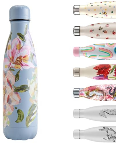 Chilly's Water Bottle - Stainless Steel and Reusable - Leak Proof, Sweat Free - Magnolia Polka, 500ml