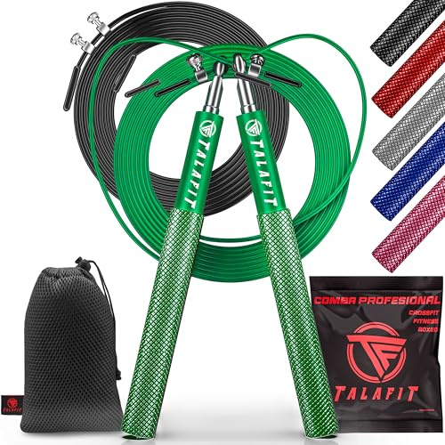 Springseil Für Erwachsene TALAFIT | verstellbares Fitness-Springseil | Crossfit Boxseil | Springseil mit Hochgeschwindigkeits-Kugellager | Inklusive Tasche