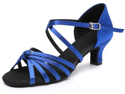 Rosefinch Lateinische Tanzschuhe für Damen professionelle Salsa Tango Cha Cha Ballroom Praxis Tanzschuhe 5cm Absatz, Blau 36EU