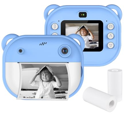 Andoer Children's Camera, Instant Camera, 1080P Digital Camera for Children with Thermal Printing Paper, 2 Inch Screen, Instant Camera Children, Built-in Battery, Gift for Children 3-12 Years
