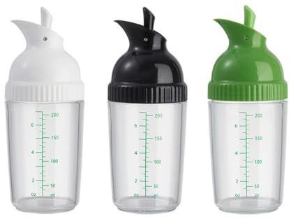 3 botellas mezcladoras de aderezo de ensalada con medición, 7 onzas de plástico para aderezo de ensalada, frasco mezclador con tapa, botella mezcladora de aderezo de ensalada y dispensador para