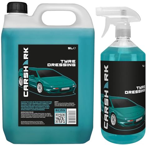 CARSHARK Tyre Dressing 1L + 5L, High Performance Formula, Deep Shine, UV Protection