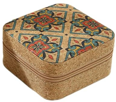 Vdaxvme Reise-Halsketten-Aufbewahrungsbox, elegantes Schmuckkästchen, Halsketten-Organizer, Kork-Textur, geeignet für Halsketten, Ohrringe, Schmuck