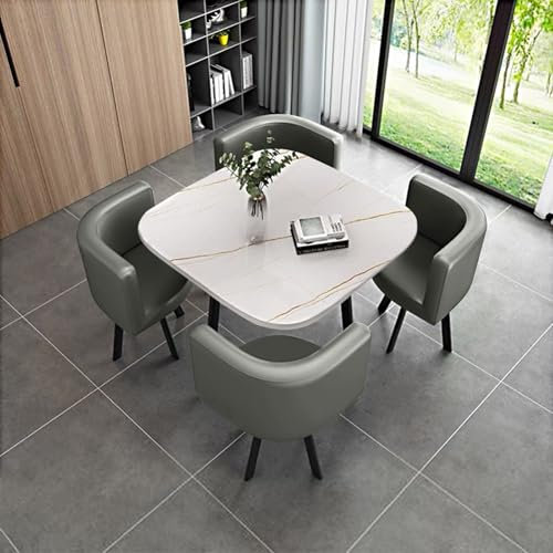 Rezeption Tisch und Stuhl Kombination Esstisch Set Besprechungstisch mit Stühlen Küche Esstisch Set für 4 Set 1 Tisch 4 Stühle Verhandlungstisch Meetings Kleine Takes Up Little Space and Is(White+dark