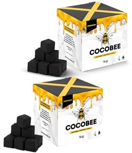 COCOBEE Carbón Vegetal de Cáscara de Coco, Cubos Sabor Coco, Combustible Natural Premium para Cocina, Hogar, Cachimba y BBQ - Briquetas para Shisha y Barbacoa (2 KG)