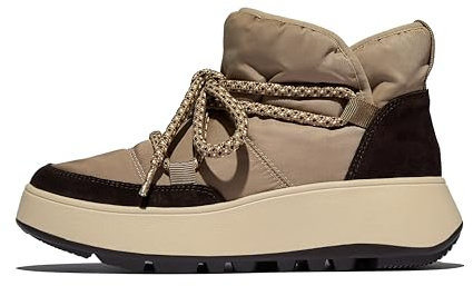 Fitflop F-Mode - Botines planos de malla biofleece, resistentes, para mujer, color gris pardo, talla 4, marrón, 37 EU