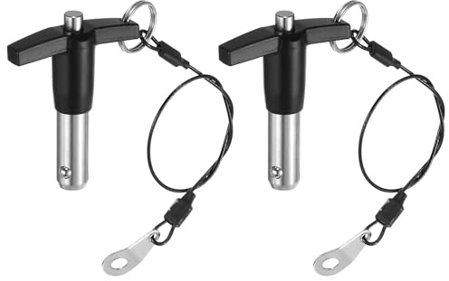 QUARKZMAN 2 Stück T-Griff Verriegelungsstifte, 12mm x 20mm Schnellverschlussstifte Verwendungslänge Edelstahl Druckknopf Schnellverschlussstift Kugelsperrbolzen