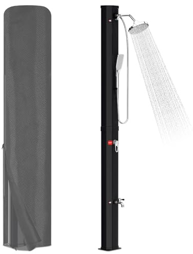 Joparri Doccia Solare con doccetta 35 Litri con Cappuccio Protettivo e soffione Doccia a 360°, Temperatura Regolabile Fino a 60°C, Pressione dell'Acqua 50 PSI