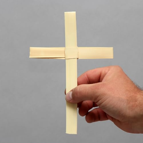 Cruces de palma hechas a mano, paquete de 10 cruces de hoja de palma secas para domingo de palmos, servicios religiosos, celebraciones religiosas, decoración de Pascua y recuerdos espirituales