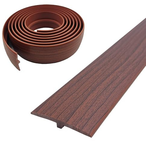 Transition Profile, T Profile Transition Strip Self-Adhesive 5 x 300 cm Door Threshold Strip PVC Flat Gap Cover for Door Thresholds and Connecting Floors of Laminate Plank Tiles (Walnut, 5 cm x 3 m)