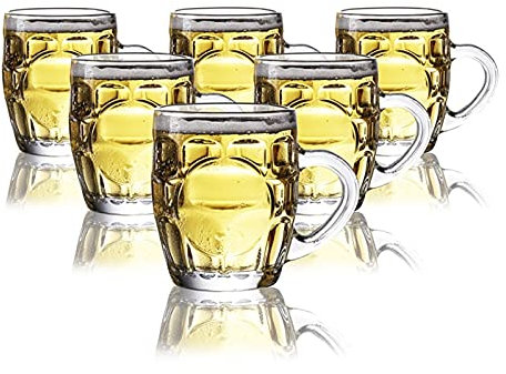 VDLLQYN, Personalised Pint Glass, Beer Cup Glass Beer Mugs with Handle Set of 6 Fun Entertainment Glassware Beverage Drinking Cups,Beer Mugs