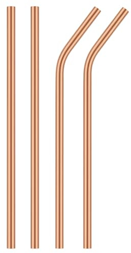 2activelife Pure Copper Drinking Straws – Handcrafted Gift Set (2 Bent + 2 Straight) | 8.5-Inch Food Safe, Reusable, Eco-Friendly Copper Straws