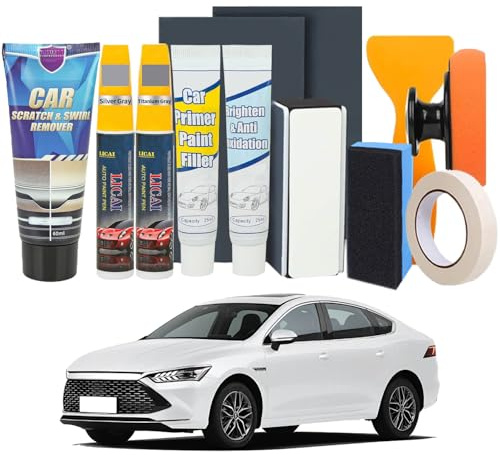 Rayure Voiture Carrosserie, Efface Rayure Voiture, Car Scratch Remover avec Polish et Stylo Retouche Peinture pour éliminer Efface Dommages Peinture et Rayures de Branches (Gris argenté + Gris titane)
