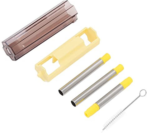 Paille d'eau, Paille Pliable Pliable en Acier Inoxydable Portable Réutilisable avec une Brosse de Nettoyage Réutilisable pour la Maison Extérieure (YELLOW)