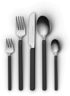 BergHOFF Home Set de couverts – 20 pièces – Service pour 4 personnes – Couverts en acier inoxydable couleur or noir – Finition mate – Lavable au lave-vaisselle