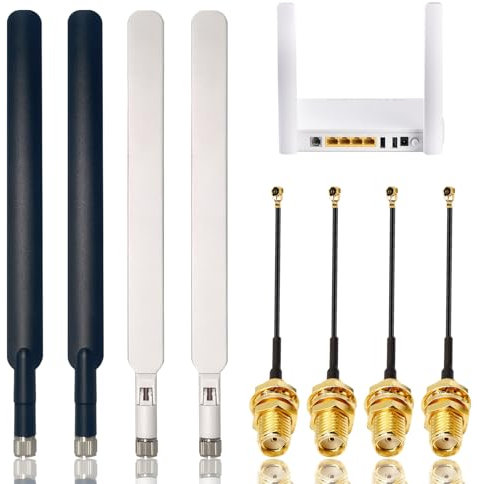 4 Pcs LTE SMA Antenne 4g Antenne Kann Um 90 Grad Gefaltet Werden Mit 4 Ipex-Zu-SMA Verlängerung für LTE-Router, Modems, Mobile Gateways, Kameras, Festnetztelefone, Signalverstärker
