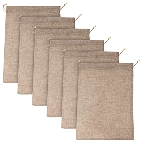 GALPADA Sacchetti Coulisse per Verdure in Iuta 20x30 Cm, Borsa Riutilizzabile Traspirante per Conservazione Patate e Cipolle, Set da 6 Pezzi per Cucina e Spesa Ecologica