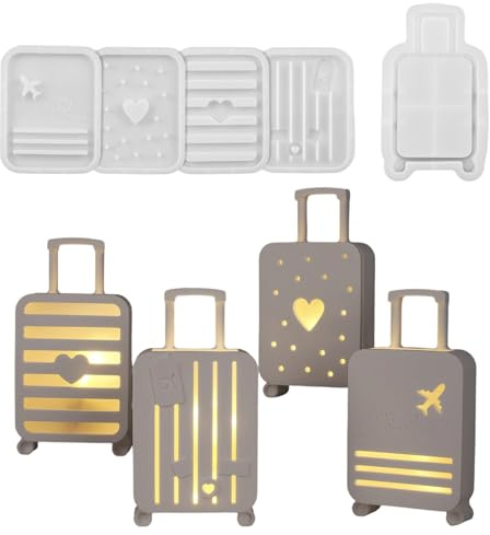 Molde de viaje de silicona para organizadores de joyas hechos a mano, sombras, decoración de luz, resina epoxi, yeso, cemento, manualidades, maleta, diseño de moldes para manualidades