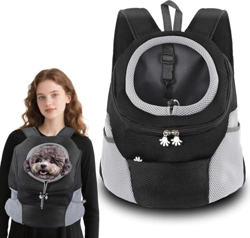 LIBRNTY Zaino per Cani Gatti,Zaino per Cane,Backpack Trasportino Pieghevole per Gatti e Cani di Piccola Taglia, Borsa Traspirante per Viaggi Passeggiate e Escursioni,fondo impermeabile (Grigio S)