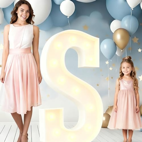 Alphabet LED Birthday Lights, 4ft Large Marquee Cardboard DIY, Graduation Decorations Wedding Home Decoration(S,120cm/4ft)