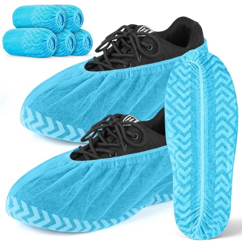 ANOMM 50pcs Surchaussures Jetables Bleu en Tissu Non tissé, Réutilisable