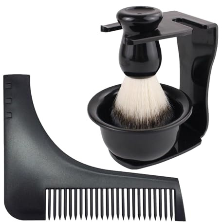 1 Set Of Beard Brush Bowl Set And 1 Beard Comb, Natural Soft Bristles, A Selection Of Gifts, Suitable For Men'S Daily Grooming.