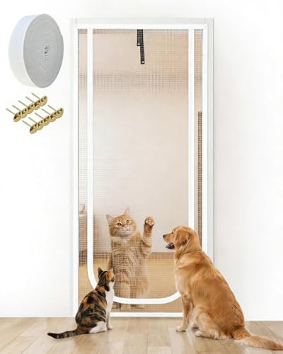 Maraiss Heavy-Duty Fly Screen Door 80cm x 200cm - Double-Sided Zip Mesh Door Curtain, Pet Friendly Door Fly Screen for Mosquito Protection in Living Room, Bedroom & Patio