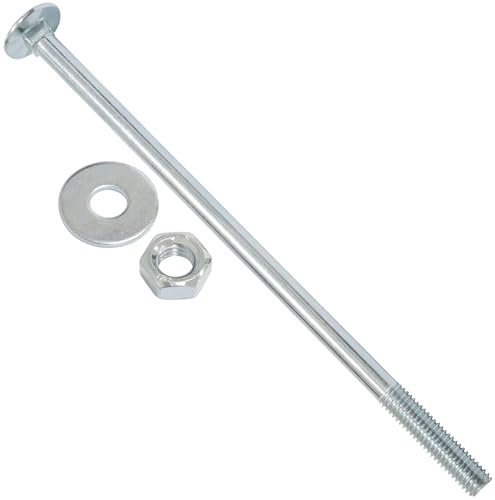 AERZETIX Set di 15 bulloni viti a testa tonda con quadro sottotesta M8x180mm / rondelle e dadi M8 / acciaio zincato/per fissaggio e assemblaggio