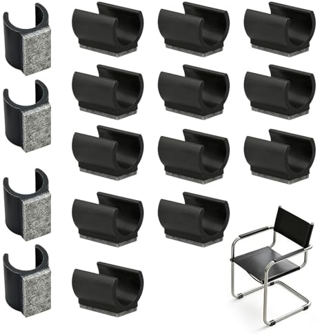 Filzgleiter für Stühle, 16 Stück Stuhlgleiter Freischwinger, Bodenschoner für Schwingstühle & Freischwinger Stühle, 24-25mm Klemmgleiter zum Schutz von Böden