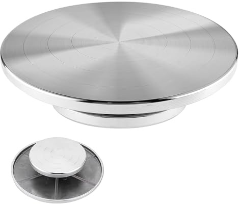 Töpferscheibe Drehscheibe 20 Cm - Drehbare Töpferscheibe Aluminium Drehteller - Manuell Keramik Töpfern Diy Ton Skulptur Doppelseitig Craft Clay Drehteller für Anfänger und Kinder (Silber-20)