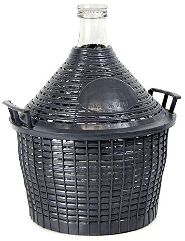 Garrafa para vino, Garrafa de cristal para vino con cesta de plástico, 7 tamaños, 5 litros