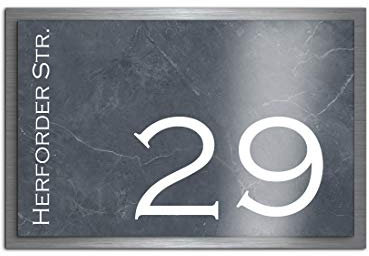 Premium Designer Hausnummer mit UV Druck und Montage Set - 30x20 cm - Familien-Haus Bedruckte Hausnummern mit Straßen Straßennamen für die Haustür Ferienhaus…