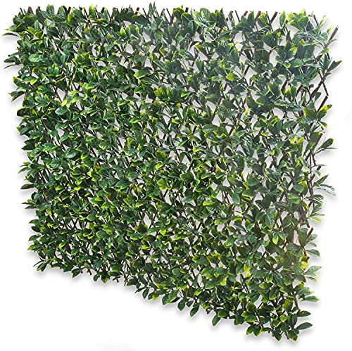 Abaseen Expanding Willow Trellis with Artificial Leaves, Laurel Leaves Artificial Trellis Screening UV Protection Wall Decor for Indoor Outdoor