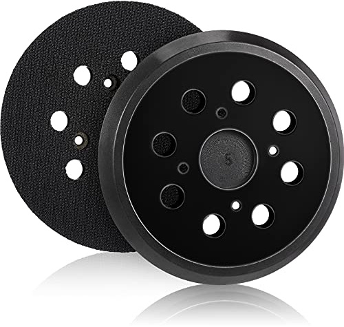 Mudder 2 Pieces 5 Inch 8 Hole Hook and Loop Orbital Sander Replacement Pad Backing Pad (Black,)