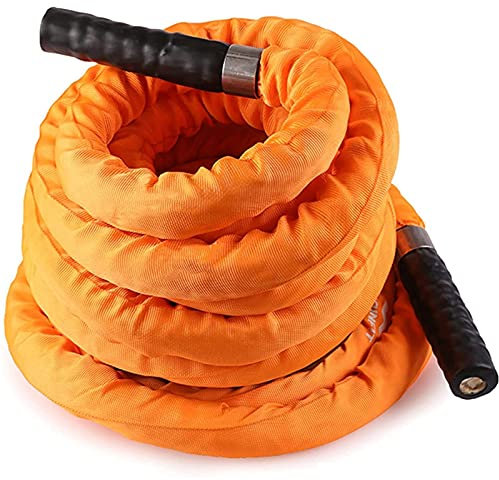 LKZL Übungs Battle Rope, Krafttrainingsseil mit Schutzhülle, Geeignet für Home Gym Outdoor Cardio Workout, Anker Enthalten, Orange (Size : 10m)