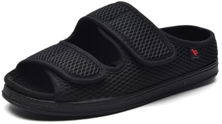 Fudaolee Sandalen Herren Rehaschuhe Klettverschluss Verbandsschuhe Damen Orthopädische Hausschuhe Weit Diabetiker Schuhe Unisex-Erwachsene Gesundheitsschuhe Therapieschuhe Schwarz Etikett 42 = EU 41