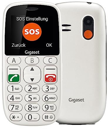 Gigaset GL390 weiss GSM - Senioren Mobiltelefon mit SOS-Notruf-Taste, großem 2, 2 Farbdisplay - einfache Bedienung großen Einzeltasten, Hörgerätkompatibel, kompaktes Handy