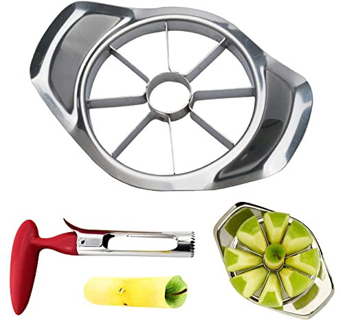Affettatrice per Mele in Acciaio Inossidabile, 2 pezzi Affettatrice per Mele e Pere Affettatrice per Frutta Affettatrice, Facile da Pulire per Tagliare la Frutta in Modo Facile e Veloce