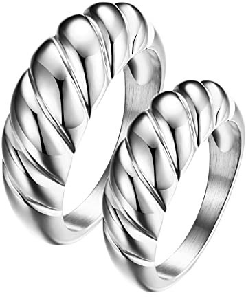 BCughia Freundschaftsringe Beste Freundin, Ringe Silber Edelstahl Ringe Polierter Ring Silber 8mm Damengröße 60 (19.1), Herrengröße 54 (17.2)