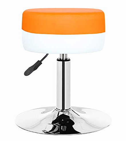 Bar Stool PU Soft Seat Round Gas Lift Adjustable Height Swivel Seat Stable Base 7 Colors (Color : Black) (Orange)