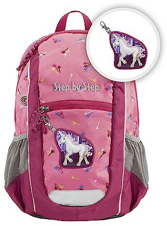 Step by Step Rucksack-Set KIGA Maxi „Little Unicorn Nuala“, rosa, Separates Innenfach, ergonomischer Rucksack mit höhenverstellbarem Brustgurt, für Kita, Kindergarten & Freizeit, 10 l
