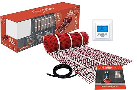 Klima 10m2 Electric Under Floor Heating Mat Kit 150w/m2 Output for Use Under Tile with Digital Thermostat Floors Easy Installation Can Be Cut and Shaped to Suit Any Dimensions Perfect Radiant Heating
