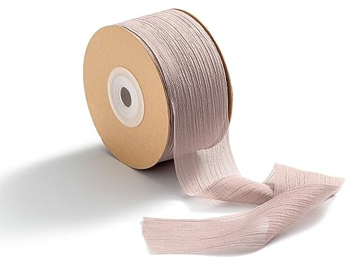 CHUQING Geschenkband Altrosa Breit Schleifenband Stoff Schleife Bänder Chiffonband für Geschenkverpackung, Geburtstag und Hochzeits,38 mm x 23 m