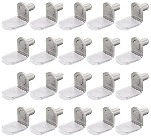 QUARKZMAN Regalstützstifte, 40 Stück 6mm (1/4) L-förmige Stützklammerstifte Regalstift mit Gummihülse für Möbelregale, Silberton