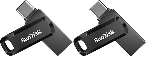 SanDisk Ultra Dual Drive Go USB Type-C 64 GB (Android Smartphone Speicher, USB Type-C-Anschluss, 150 MB/s Lesegeschwindigkeit, Nutzung als Schlüsselanhänger möglich) (Packung mit 2)