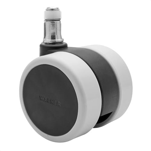 Wagner 01007661 Roulettes pivotantes pour chaise de bureau - Design doux - Diamètre : 60 mm - Hauteur : 65 mm - Frein intermittent - Broche enfichable 11 x 20 mm - Charge maximale : 50 kg - Fabriqué