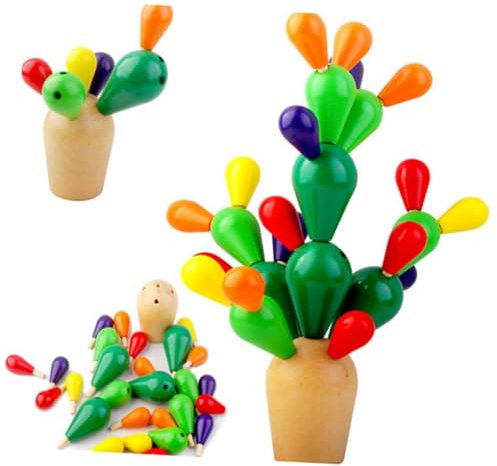 TOYANDONA Cactus Équilibre Bois Jouet Éducatif pour Développement Analytique des Blocs De Construction Amovibles Et Amusants